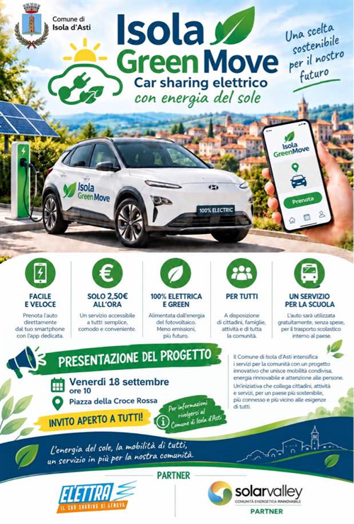 Isola Green Move - Car sharing elettrico con energia del sole