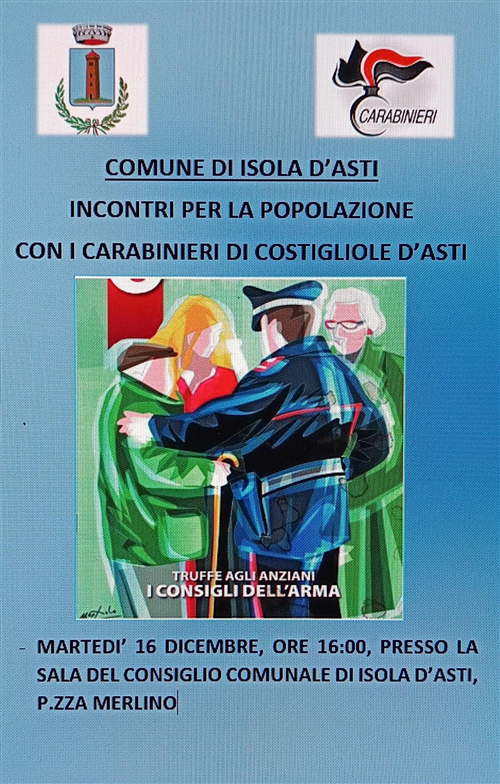 Incontri con la popolazione con i carabinieri di Costigliole d'Asti